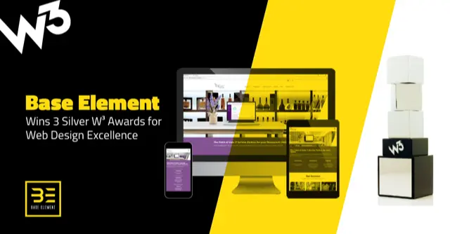 Η Base Element Κερδίζει 3 Αργυρά Βραβεία W³ το 2018 για τις επιδόσεις της στο Web Design