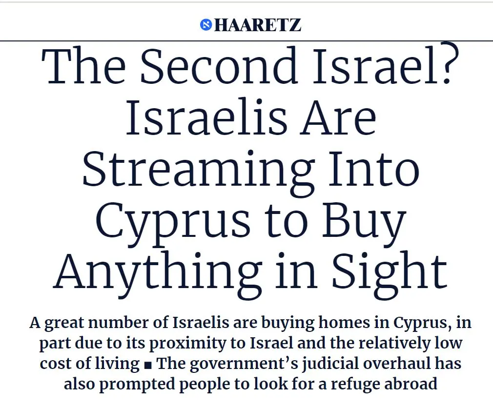 Haaretz: Κύπρος «το δεύτερο Ισραήλ» - Οι Ισραηλινοί «αγοράζουν τα πάντα»