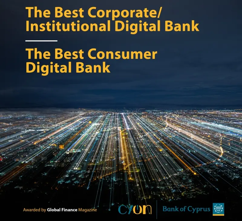 Καλύτερη Ψηφιακή Τράπεζα στη Λιανική & Επιχειρηματική Τραπεζική στην Κύπρο